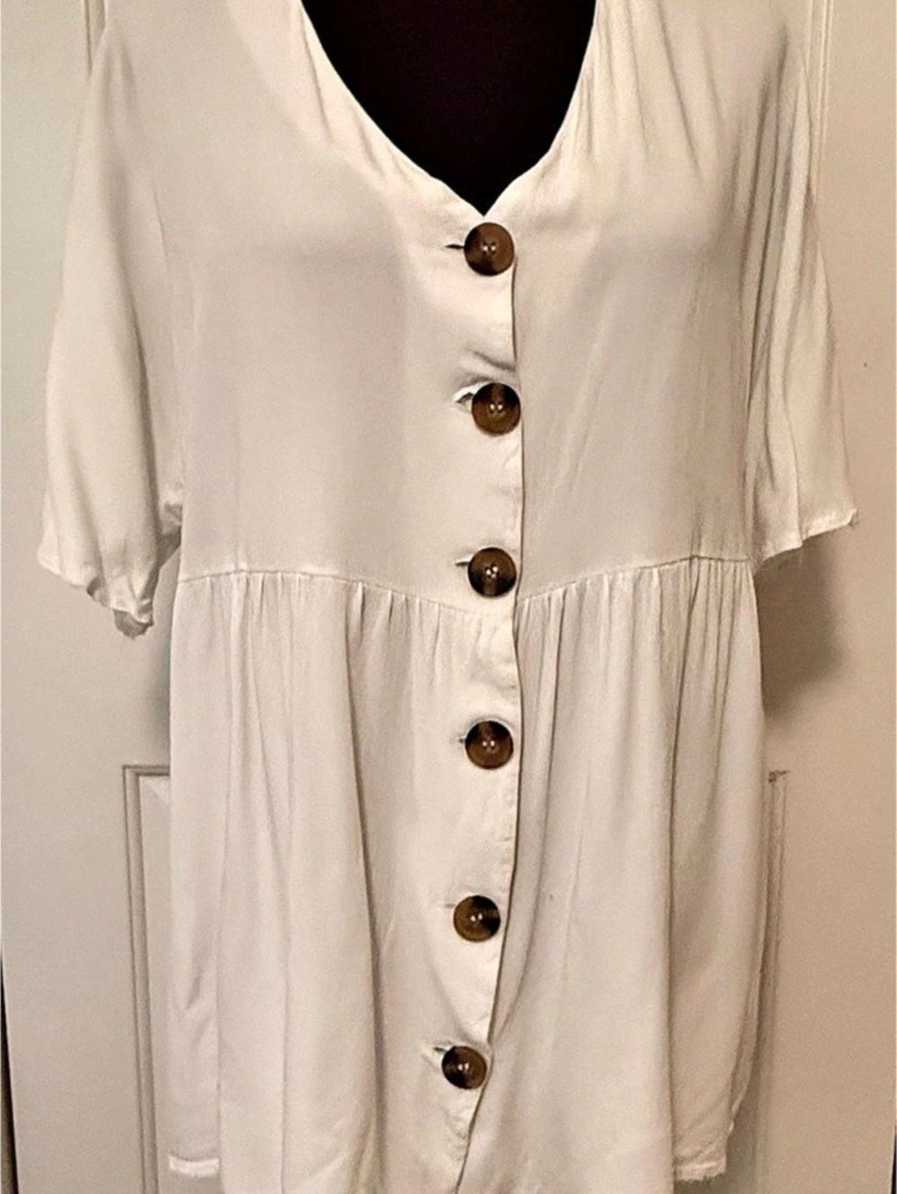 ASOS Design White Button Front Tunic Top/Mini DressUS 4